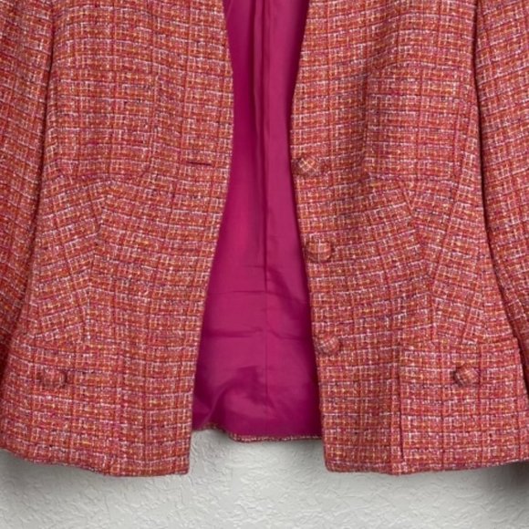 Vintage KAY UNGER Womens 10 Pink Multi Tweed Blazer Skirt Set Lined Pockets - Picture 6 of 16